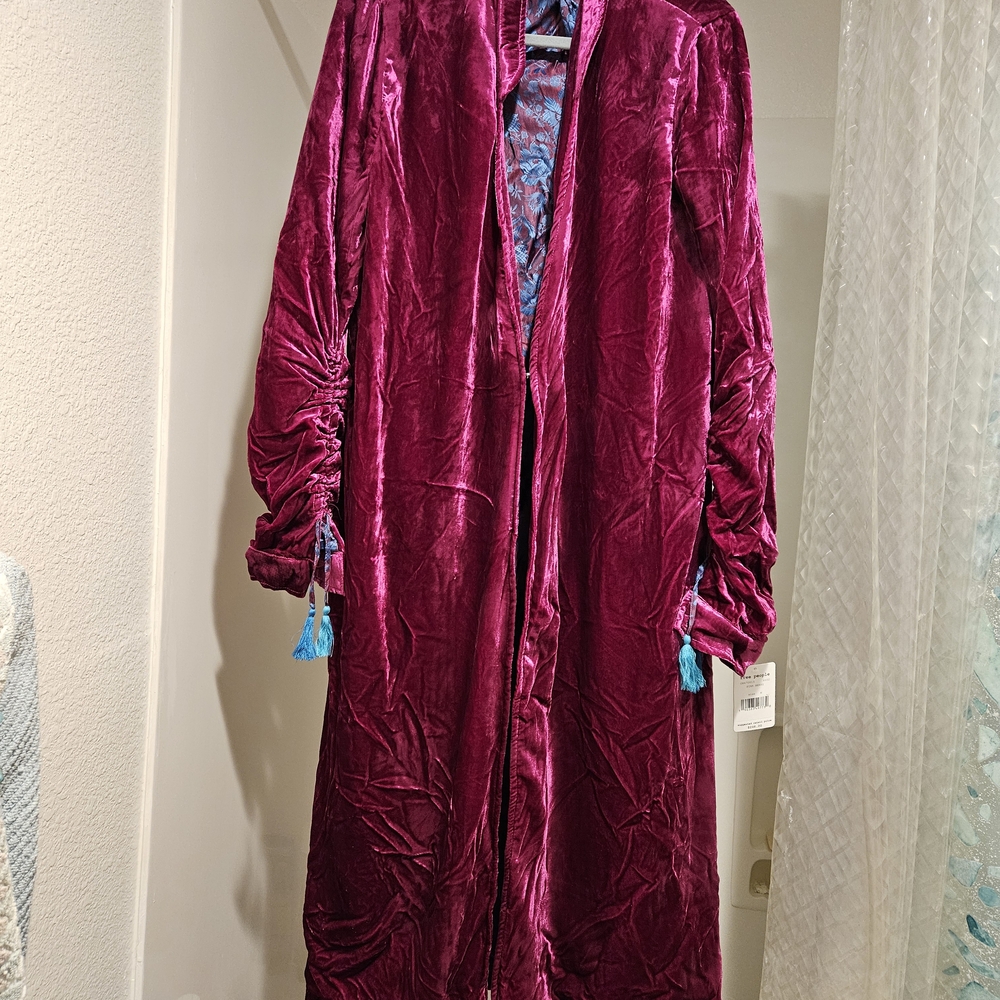Free People Velvet Cape in Deep Magenta